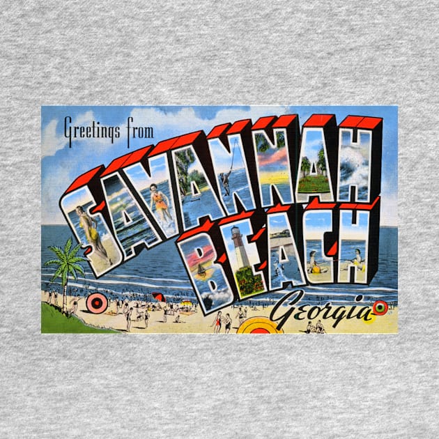 Greetings from Savannah Beach, Georgia - Vintage Large Letter Postcard by Naves